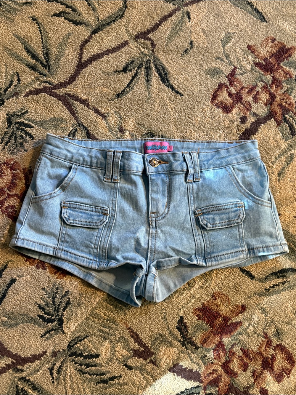 ULTRA LOW WAIST Light Blue Denim Shorts